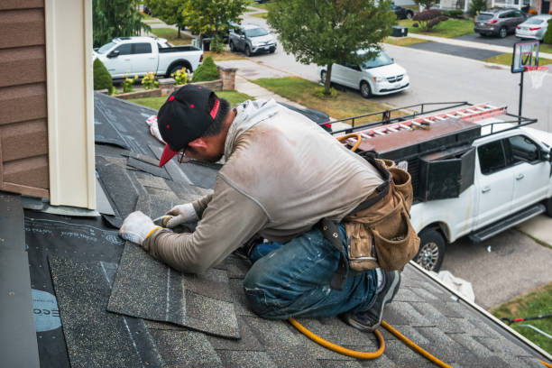 Professional Roofing technician working in Lomax, IL